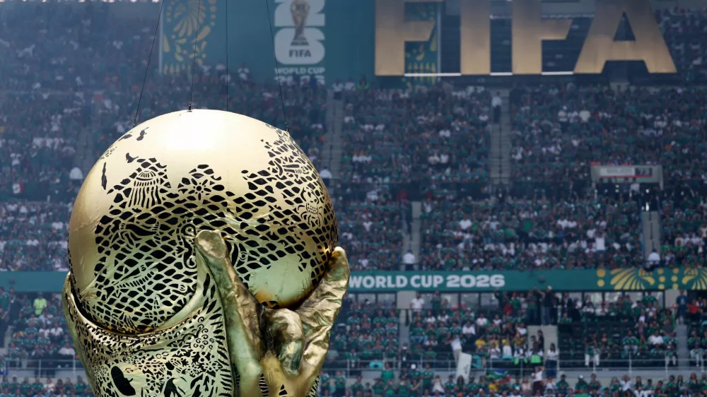 Soccer Football - FIFA World Cup 2026 - Group A - Mexico v South Africa - Estadio Azteca, Mexico City, Mexico - June 11, 2026 General view of a replica World Cup trophy during the opening ceremony before the match REUTERS/Kai Pfaffenbach