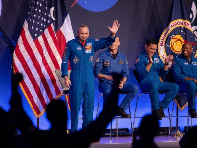 Commander Randy Bresnik greets the crowd during the unveiling for the NASA Artemis III mission at an event at NASA Johnson Space Center in Houston, Texas, U.S., June 9, 2026. REUTERS/Antranik Tavitian