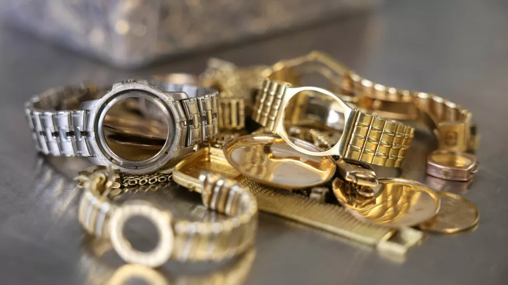 Old luxury watches before being put into a furnace to be melted down for gold at Hatton Garden Metals in London, Britain, June 10, 2026. REUTERS/Toby Shepheard
