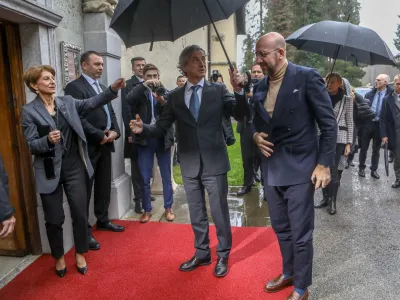 predsednik vlade Robert Golob in predsednik Evropskega sveta Charles Michel- 05.12.2022 - Grad Strmol - delovni obisk predsednika Evropskega sveta Charlesa Michela v Sloveniji &ndash;&nbsp;//FOTO: Luka Cjuha