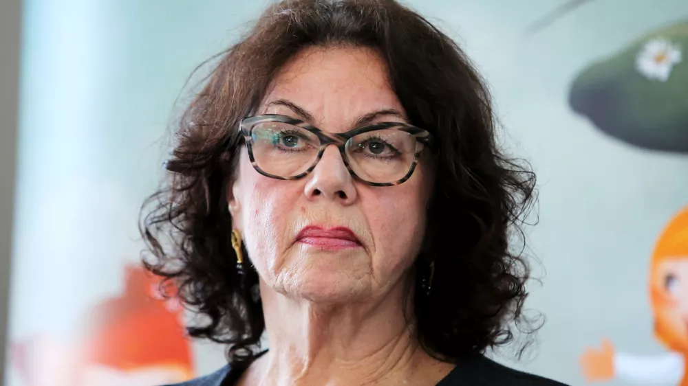 Ljubljana, GH Union.Novinarska konferenca projekta Botrstvo v Sloveniji o opravljenem delu, sistemskih resitvah, predlogih za brezplacno pravno pomoc in posledicah revscine na razvoj otrok.Predsednica ZPM Ljubljana Moste-Polje Anita Ogulin.