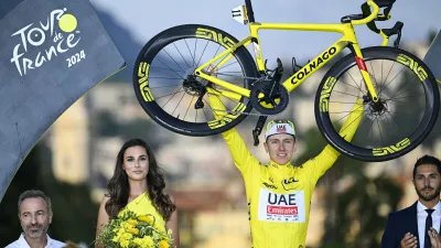 Zmagovalec Toura Tadej Pogačar je za razglasitveni oder pred parkom Massena dobil posebno kolo.

&nbsp;

&nbsp;

&nbsp;