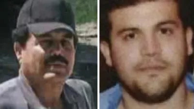 This combo of images provided by the U.S. Department of State show Ismael "El Mayo" Zambada, a historic leader of Mexico's Sinaloa cartel, left, and Joaqu&iacute;n Guzm&aacute;n L&oacute;pez, a son of another infamous cartel leader, after they were arrested by U.S. authorities in Texas, the U.S. Justice Department said Thursday, July 25, 2024. (U.S. Department of State via AP)