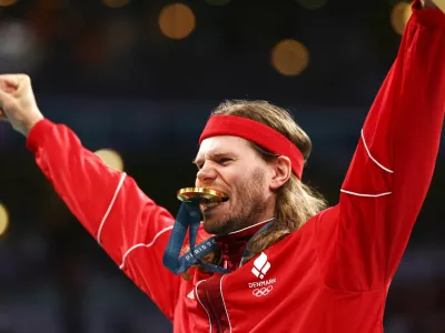 Danski rokometa&scaron; Mikkel Hansen se je veselil že druge zlate kolajne na olimpijskih igrah. Foto:&nbsp; Reuters