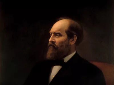 Uradni predsedni&scaron;ki portret Jamesa Garfielda, ki ga je naslikal Calvin Curtis.  / Foto: Wikipedia