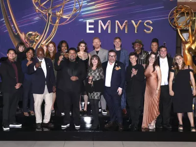 IMAGE DISTRIBUTED FOR THE TELEVISION ACADEMY - Lane Factor, from left, Devery Jacobs, Liza Col&oacute;n-Zayas, Kim Estes, Lisa Ann Walters, Sheryl Lee Ralph, Television Academy Chair Cris Abrego, Nava Mau, Kate Linder, Tom Goodman-Hill, Michael Cyril Creighton, Mark Duplass, Tig Notaro, William Stanford Davis, Dani Bowman, Kali Reis, Abby Romeo, and David Isaacson attend the 76th Emmy Awards Performers Nominee Reception hosted by the Television Academy at the Wallis Annenberg Beverly Hills on Friday, Sept. 13, 2024 in Los Angeles. (Photo by Mark Von Holden/Invision for the Television Academy/AP Content Services)