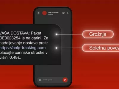 Primer smishinga v imenu po&scaron;te, kjer naj bi podatke vpisali pod pretvezo, da gre za plačilo carinskih stro&scaron;kov. Foto: SI-CERT