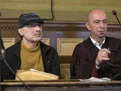 Michel Stephan (levo) in zagovornik Gorazd Fi&scaron;er sta prepričana, da bi bila edino pravična oprostilna sodba. Foto: Matjaž Ru&scaron;t