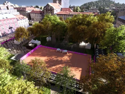 Tisoč obiskovalcev naenkrat si bo lahko ogledalo tekme. Na fotografiji je računalni&scaron;ka simulacija, kako bo videti igri&scaron;če, ko bo ume&scaron;čeno v Park Zvezda.&nbsp;